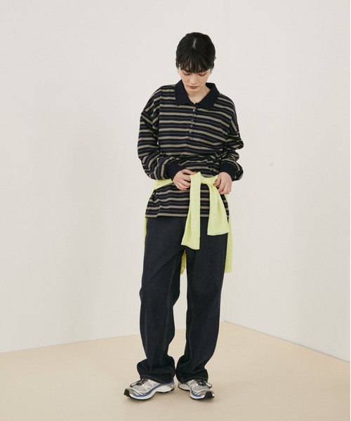 MERLOT(メルロー)の「マルチボーダールーズポロ(ポロシャツ・レディース・ネイビー/ホワイト・FREE)」の17枚目の写真