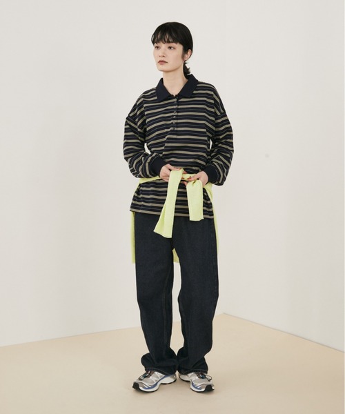 MERLOT(メルロー)の「マルチボーダールーズポロ(ポロシャツ・レディース・ネイビー/ホワイト・FREE)」の7枚目の写真