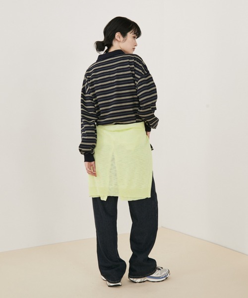 MERLOT(メルロー)の「マルチボーダールーズポロ(ポロシャツ・レディース・ネイビー/ホワイト・FREE)」の9枚目の写真