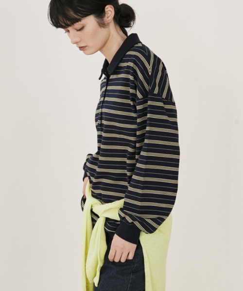 MERLOT(メルロー)の「マルチボーダールーズポロ(ポロシャツ・レディース・ネイビー/ホワイト・FREE)」の18枚目の写真