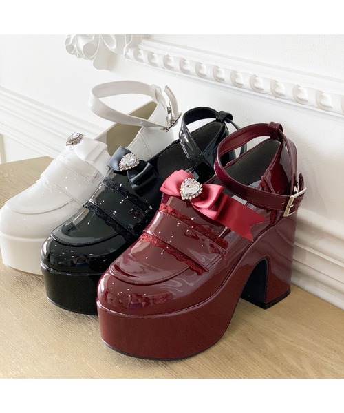 cs T&P(シーエスティーアンドピー)の「2WAYリボン付き厚底ローファー(パンプス・レディース・ブラック系1/ホワイト系2/ワイン系3・S/M/L/LL)」の5枚目の写真