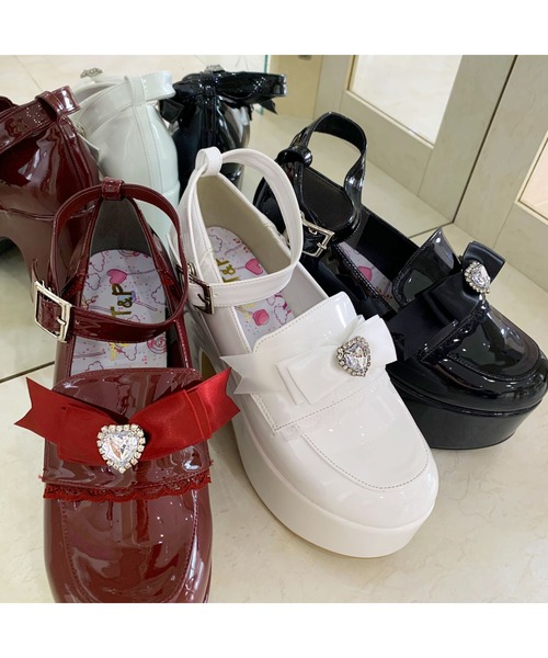 cs T&P(シーエスティーアンドピー)の「2WAYリボン付き厚底ローファー(パンプス・レディース・ブラック系1/ホワイト系2/ワイン系3・S/M/L/LL)」の6枚目の写真