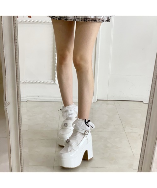 cs T&P(シーエスティーアンドピー)の「2WAYリボン付き厚底ローファー(パンプス・レディース・ブラック系1/ホワイト系2/ワイン系3・S/M/L/LL)」の13枚目の写真