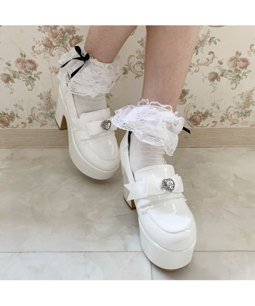 cs T&P(シーエスティーアンドピー)の「2WAYリボン付き厚底ローファー(パンプス・レディース・ブラック系1/ホワイト系2/ワイン系3・S/M/L/LL)」の15枚目の写真