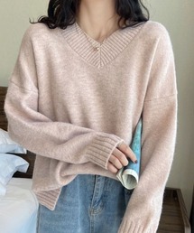 Vネックルーズニット