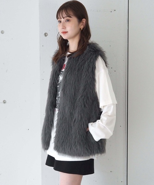 セール】ロングフォックスファーベスト（ベスト）｜tiptop（ティップ