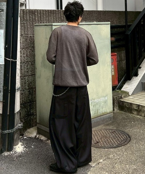 Chikashitsu +（チカシツプラス）の「【Chikashitsu +】light touch henley neck knit / 【チカシツプラス】ライトタッチへンリーネックニット（ニット/セーター・メンズ・ホワイト/チャコール・ONE SIZE）」の15枚目の写真
