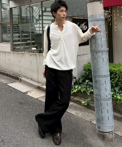 Chikashitsu +】light touch henley neck knit / 【チカシツプラス