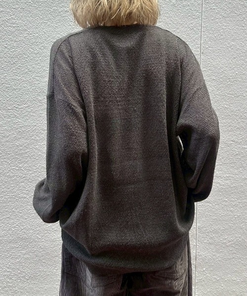 Chikashitsu +（チカシツプラス）の「【Chikashitsu +】light touch henley neck knit / 【チカシツプラス】ライトタッチへンリーネックニット（ニット/セーター・メンズ・ホワイト/チャコール・ONE SIZE）」の19枚目の写真