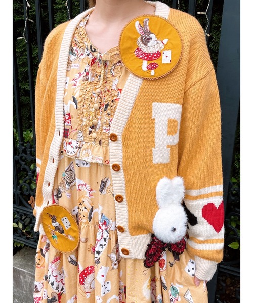 ピンクハウス2025 うさぎ顔モチーフニットカーディガン うさぎ顔ぐるみモチーフ付きニットカーディガン（カーディガン