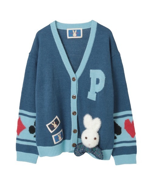 ピンクハウス2025 うさぎ顔モチーフニットカーディガン うさぎ顔ぐるみモチーフ付きニットカーディガン｜ピンクハウス