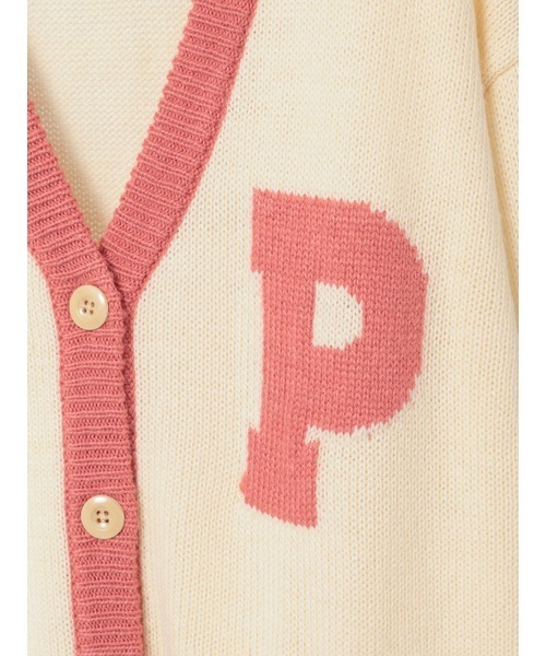 うさぎ顔ぐるみモチーフ付きニットカーディガン（カーディガン/ボレロ