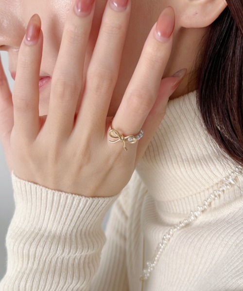 sowang（ソワン）の「リボンモチーフパールリング（リング・レディース・ゴールド/シルバー・FREE）」の10枚目の写真