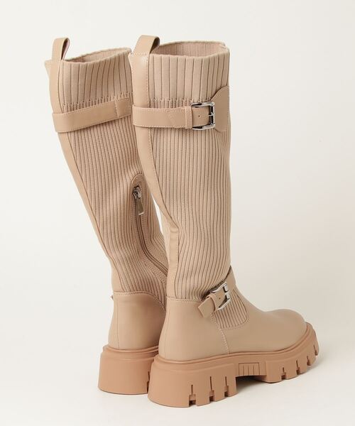 Sugar Sugar（シュガーシュガー）の「SUGARSUGAR/ニットエンジニアロングブーツ（ブーツ・レディース・ブラック/ベージュ・LL/L/M/S）」の3枚目の写真