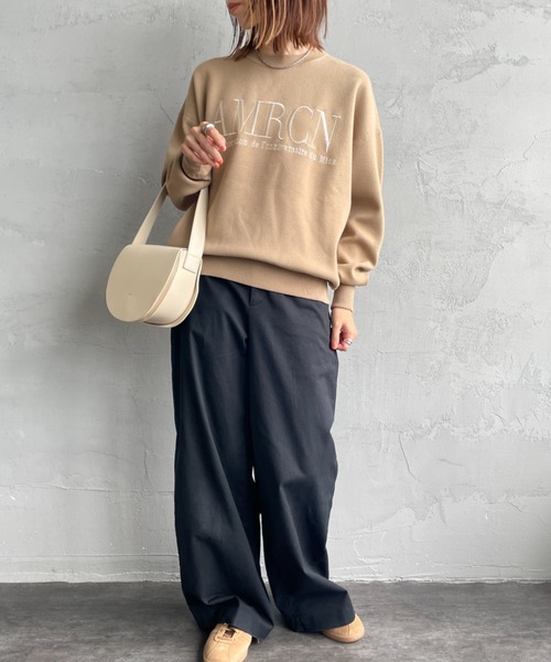 MICA&DEAL（マイカ＆ディール）の「[MICA&DEAL/マイカアンドディール] AMERICANAxMICA ロゴ刺繍ニット（ニット/セーター・レディース・ネイビー/キャメル/グレー・F）」の7枚目の写真