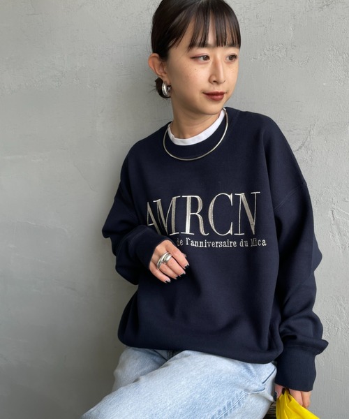 MICA&DEAL/マイカアンドディール] AMERICANAxMICA ロゴ刺繍ニット