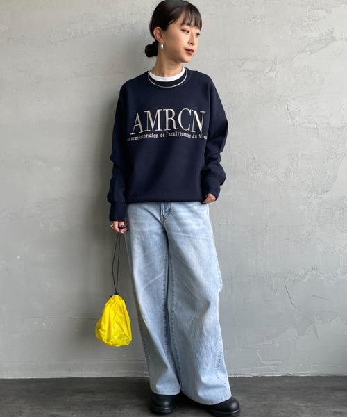 MICA&DEAL（マイカ＆ディール）の「[MICA&DEAL/マイカアンドディール] AMERICANAxMICA ロゴ刺繍ニット（ニット/セーター・レディース・ネイビー/キャメル/グレー・F）」の21枚目の写真