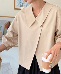 アシンメトリーフロントブシャツブラウス