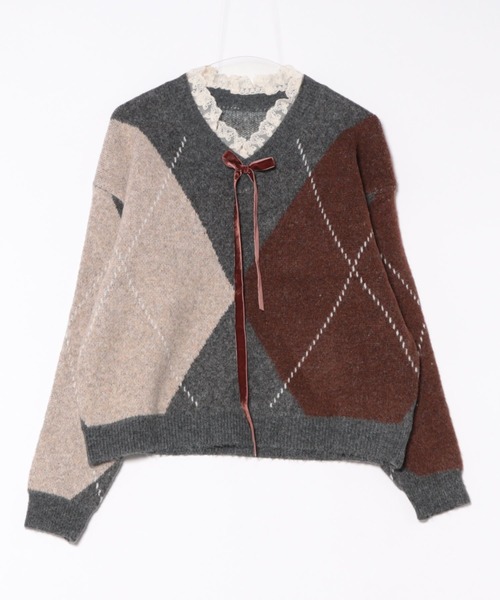 ViViDAY（ビビデー）の「レースVネック　フロントリボン　ニットプルオーバー（ニット/セーター・レディース・ワインレッド/ブラウン系その他・M）」の22枚目の写真