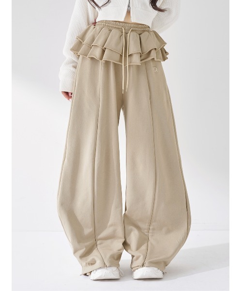 ユーズドルックフリルスウェットパンツ（スウェットパンツ）｜Darich