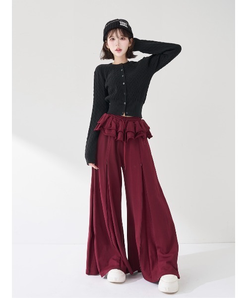 ユーズドルックフリルスウェットパンツ（スウェットパンツ）｜Darich