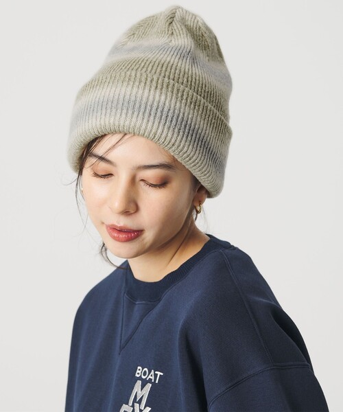 RACAL（ラカル）の「＜RACAL＞リバーシブル オンブレボーダー ニットキャップ（ニットキャップ/ビーニー・レディース・ベージュ/ダークブラウン・FREE）」の4枚目の写真