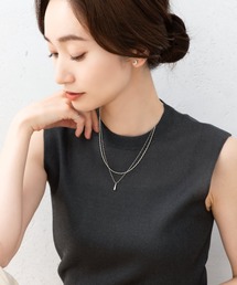 Cream dot.（クリームドット）の「【金属アレルギー対応】華奢ドロップ＆ナミナミ/オーバルの2セットネックレス（ネックレス）」