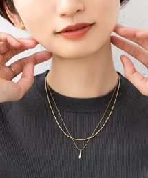 Cream dot.（クリームドット）の「【金属アレルギー対応】華奢ドロップ＆ナミナミ/オーバルの2セットネックレス（ネックレス）」