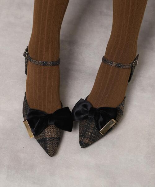 ESPERANZA（エスペランサ）の「【EC限定】ベルベットリボン2WAYセパレートパンプス（パンプス・レディース・ターコイズブルー系7/ブラック系6/ピンク系9・24.5cm/23.5cm/24.0cm/22.5cm/23.0cm）」の2枚目の写真