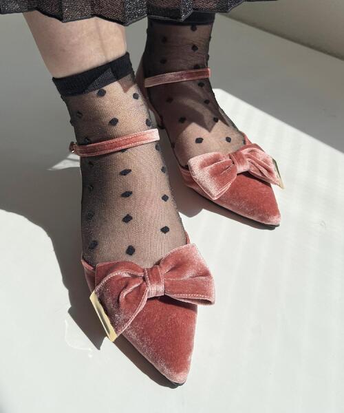 ESPERANZA（エスペランサ）の「【EC限定】ベルベットリボン2WAYセパレートパンプス（パンプス・レディース・ターコイズブルー系7/ブラック系6/ピンク系9・24.5cm/23.5cm/24.0cm/22.5cm/23.0cm）」の3枚目の写真