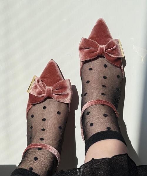 ESPERANZA（エスペランサ）の「【EC限定】ベルベットリボン2WAYセパレートパンプス（パンプス・レディース・ターコイズブルー系7/ブラック系6/ピンク系9・24.5cm/23.5cm/24.0cm/22.5cm/23.0cm）」の7枚目の写真