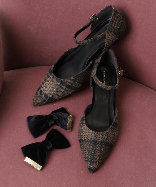 ESPERANZA（エスペランサ）の「【EC限定】ベルベットリボン2WAYセパレートパンプス（パンプス・レディース・ターコイズブルー系7/ブラック系6/ピンク系9・24.5cm/23.5cm/24.0cm/22.5cm/23.0cm）」の12枚目の写真