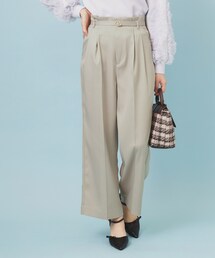 index（インデックス）の「ベルト付き2タックワイドパンツ【洗濯機OK/ストレッチ/防シワ/イージーアイロン】（その他パンツ・レディース）」