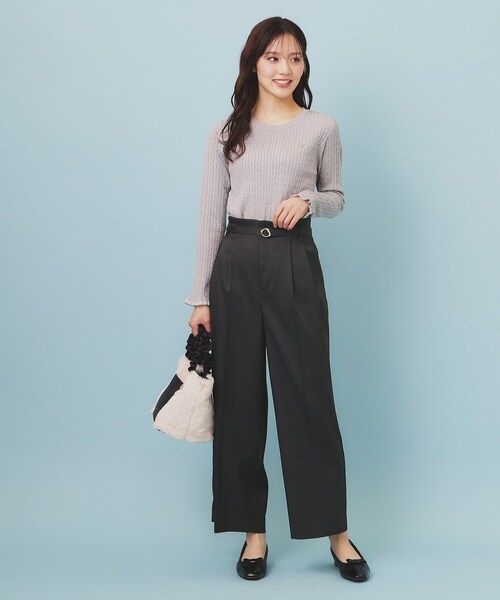 index(インデックス)の「ベルト付き2タックワイドパンツ【洗濯機OK/ストレッチ/防シワ/イージーアイロン】(その他パンツ・レディース・チャコールグレー/ライトベージュ/ブラウン系その他・40/38/36)」の6枚目の写真