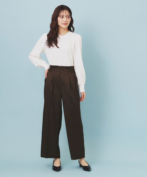 index(インデックス)の「ベルト付き2タックワイドパンツ【洗濯機OK/ストレッチ/防シワ/イージーアイロン】(その他パンツ・レディース・チャコールグレー/ライトベージュ/ブラウン系その他・40/38/36)」の18枚目の写真