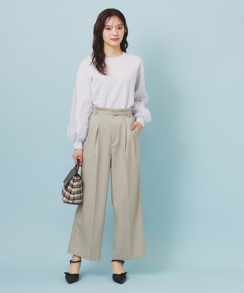 index(インデックス)の「ベルト付き2タックワイドパンツ【洗濯機OK/ストレッチ/防シワ/イージーアイロン】(その他パンツ・レディース・チャコールグレー/ライトベージュ/ブラウン系その他・40/38/36)」の22枚目の写真