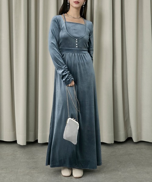 Elishe（エリシェ）の「レイヤードベロアワンピース（ワンピース