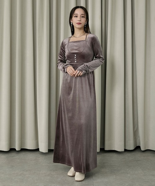 セール】レイヤードベロアワンピース（ワンピース）｜Elishe（エリシェ