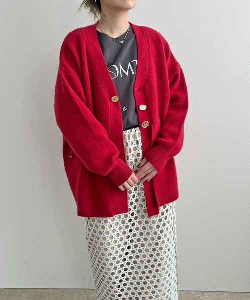 LHELBIE（レルビエ）の「アソート釦ニットカーディガン（カーディガン/ボレロ・レディース・レッド/ブラック/アイボリー・M）」の14枚目の写真