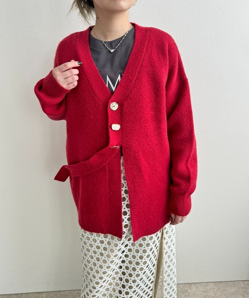 LHELBIE（レルビエ）の「アソート釦ニットカーディガン（カーディガン/ボレロ・レディース・レッド/ブラック/アイボリー・M）」の17枚目の写真
