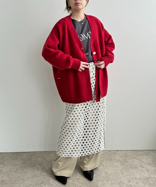 LHELBIE（レルビエ）の「アソート釦ニットカーディガン（カーディガン/ボレロ・レディース・レッド/ブラック/アイボリー・M）」の9枚目の写真