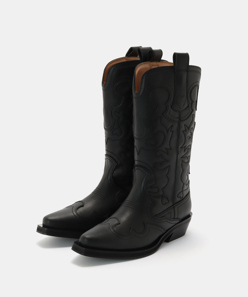 GANNI(ガニー)の「GANNI / ガニー Mid Shaft Embroidered Western Boot(ブーツ・レディース・ブラック・36/37)」の6枚目の写真