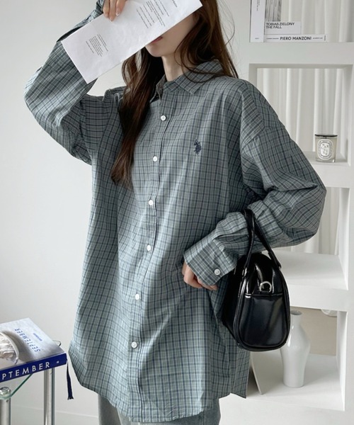 U.S. POLO ASSN.(ユーエスポロアッスン)の「【U.S. POLO ASSN.】長袖 チェック柄 シャツ(シャツ/ブラウス・レディース・ライトグリーン/グレー/ベージュ・L/M)」の16枚目の写真