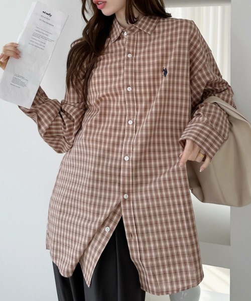 U.S. POLO ASSN.(ユーエスポロアッスン)の「【U.S. POLO ASSN.】長袖 チェック柄 シャツ(シャツ/ブラウス・レディース・ライトグリーン/グレー/ベージュ・L/M)」の10枚目の写真