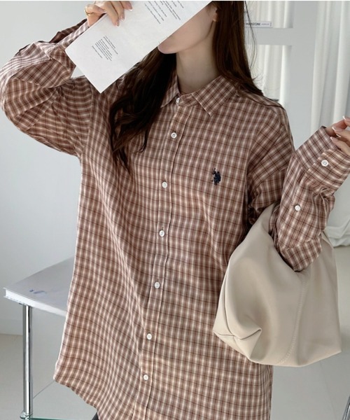 U.S. POLO ASSN.(ユーエスポロアッスン)の「【U.S. POLO ASSN.】長袖 チェック柄 シャツ(シャツ/ブラウス・レディース・ライトグリーン/グレー/ベージュ・L/M)」の8枚目の写真
