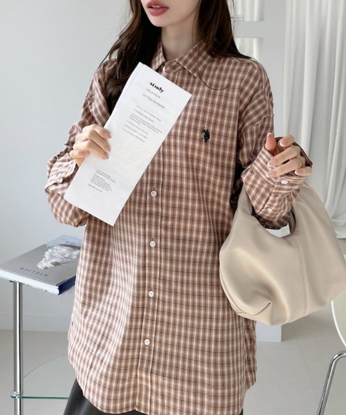 U.S. POLO ASSN.(ユーエスポロアッスン)の「【U.S. POLO ASSN.】長袖 チェック柄 シャツ(シャツ/ブラウス・レディース・ライトグリーン/グレー/ベージュ・L/M)」の11枚目の写真