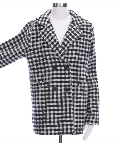 clear（クリア）の「ブロックチェックフェイクウールダブルジャケット[オフィスカジュアル 着回し抜群 大人]（テーラードジャケット・レディース・ブラウン/ブラック・F）」の8枚目の写真