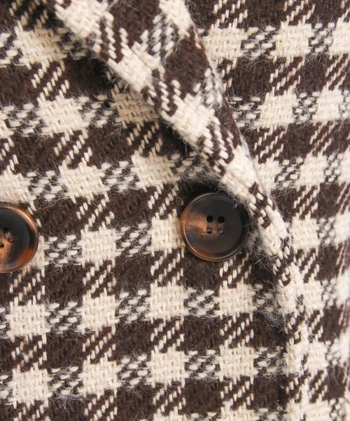 clear（クリア）の「ブロックチェックフェイクウールダブルジャケット[オフィスカジュアル 着回し抜群 大人]（テーラードジャケット・レディース・ブラウン/ブラック・F）」の5枚目の写真