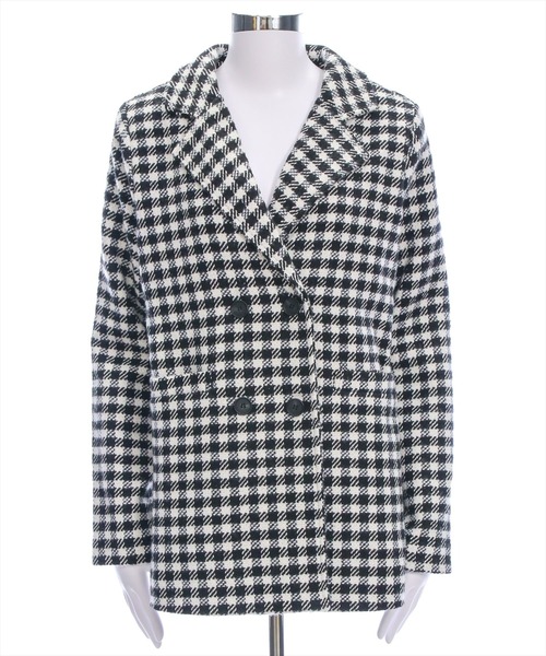 clear（クリア）の「ブロックチェックフェイクウールダブルジャケット[オフィスカジュアル 着回し抜群 大人]（テーラードジャケット・レディース・ブラウン/ブラック・F）」の3枚目の写真