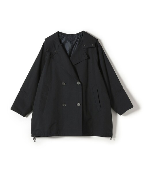 SHIPS Colors(シップス カラーズ)の「SHIPS Colors:フード トレンチ ハーフ コート(トレンチコート・レディース・ベージュ/ネイビー・SMALL/MEDIUM)」の2枚目の写真